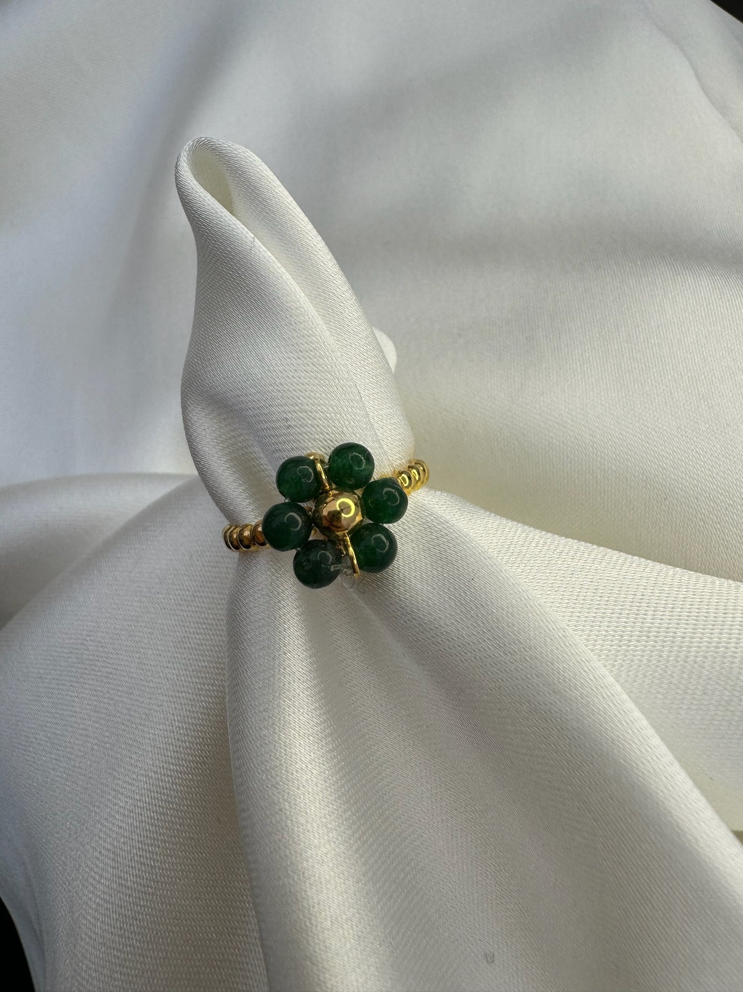 Bague fleur verte