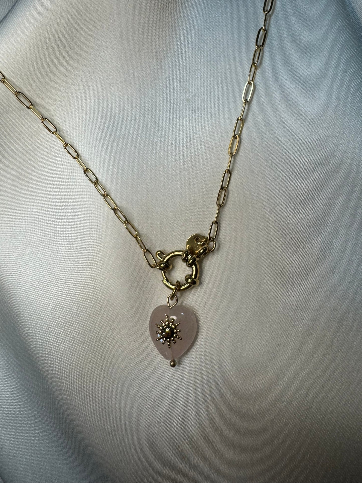 Collier cœur rose