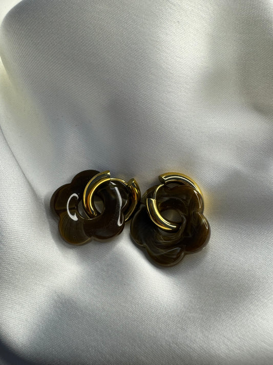 Boucles d’oreilles fleurs marron