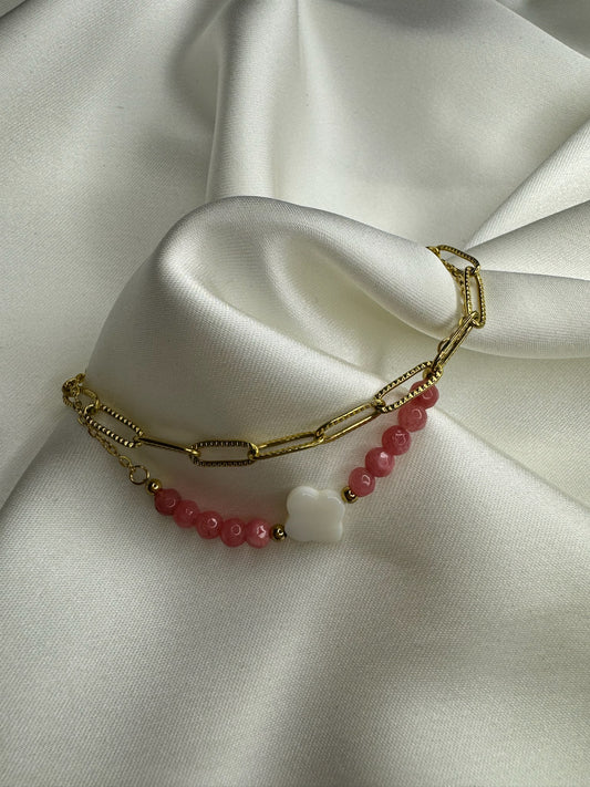 Bracelet perles rose