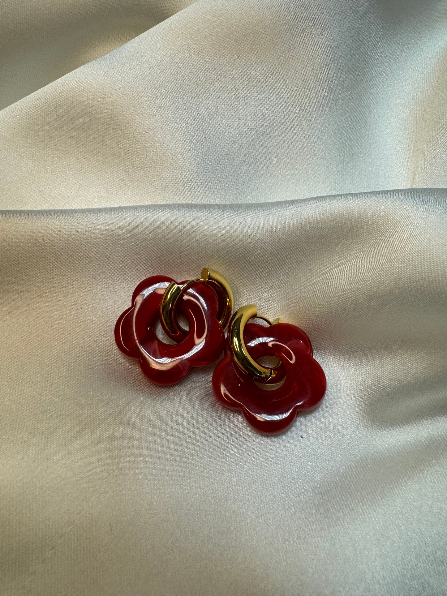 Boucles d’oreilles fleurs rouges