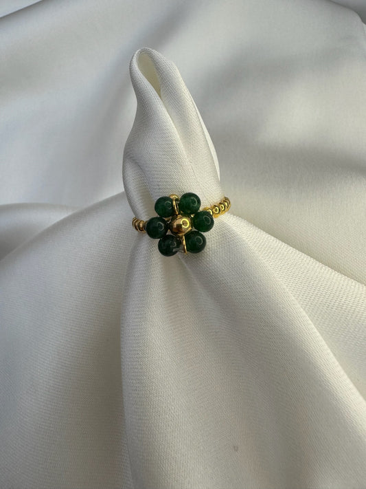 Bague fleur verte