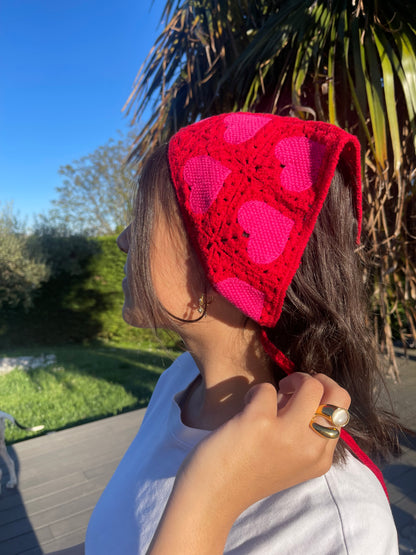 Bandeau rose à cœurs